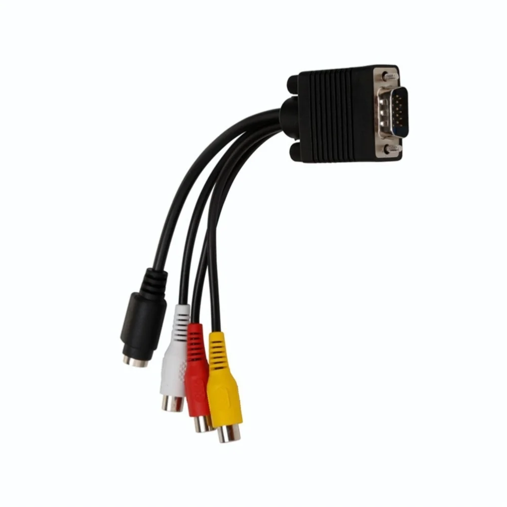 10cm VGA Male To S-Video 3 Female Composite TV Out Adapter Converter Cable For Computer Desktop Notebook AV Video Display