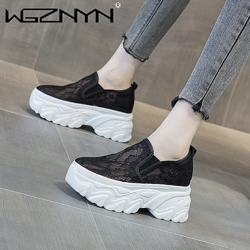 

Дизайнерские женские лоферы Туфли на платформе 9 см Туфли на плоской подошве без шнуровки с воздушной сеткой Женские летние кроссовки Слипоны Рыбацкая обувь Дышащие сандалии