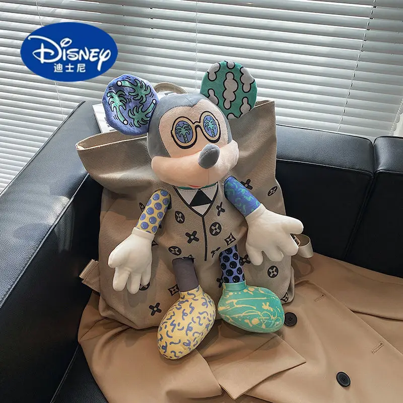 حقيبة ظهر ديزني ميكي ماوس من القماش 2025 |   حقيبة كتب لطيفة لمدرسة الكلية، حقيبة نهارية عصرية للنساء