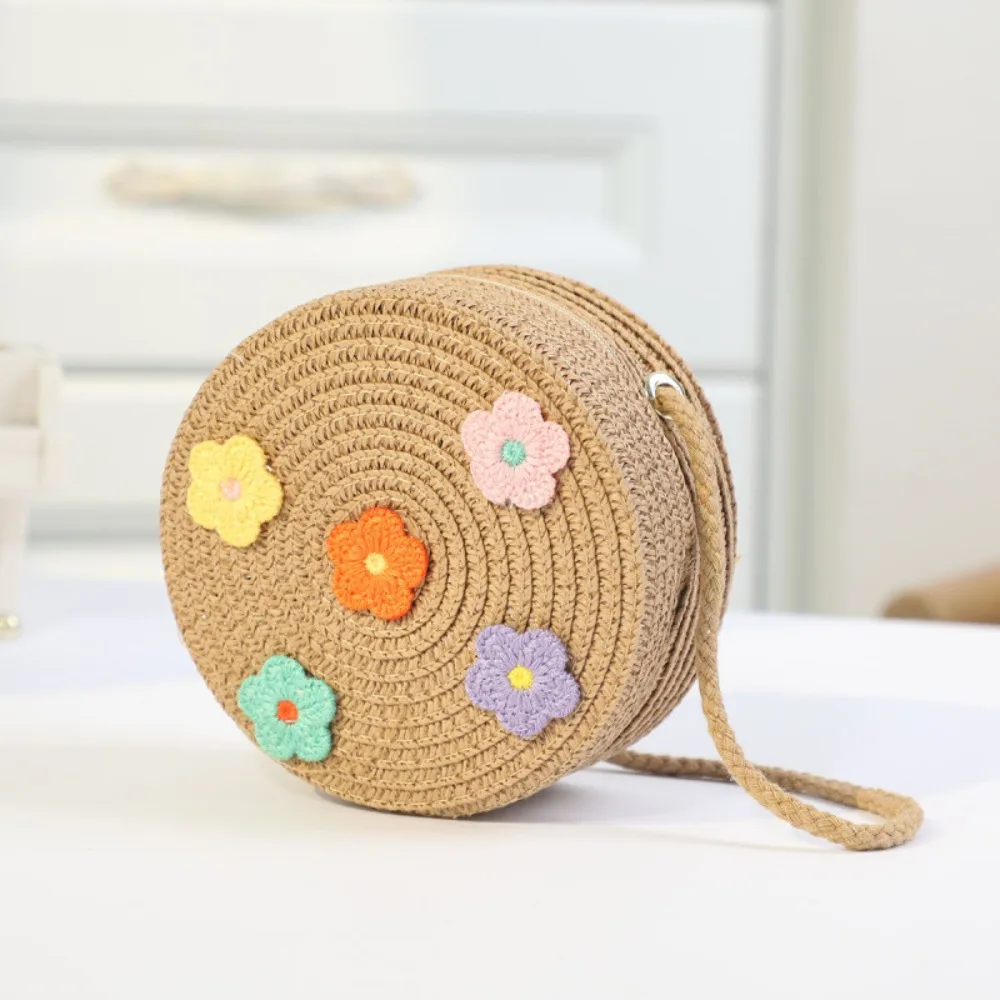 Fashion Children's Straw Beach Bag Baby Coin Purse Casual Handbag Heart Pattern Cute Heart Pattern Birthday Gifts Crossbody Bag