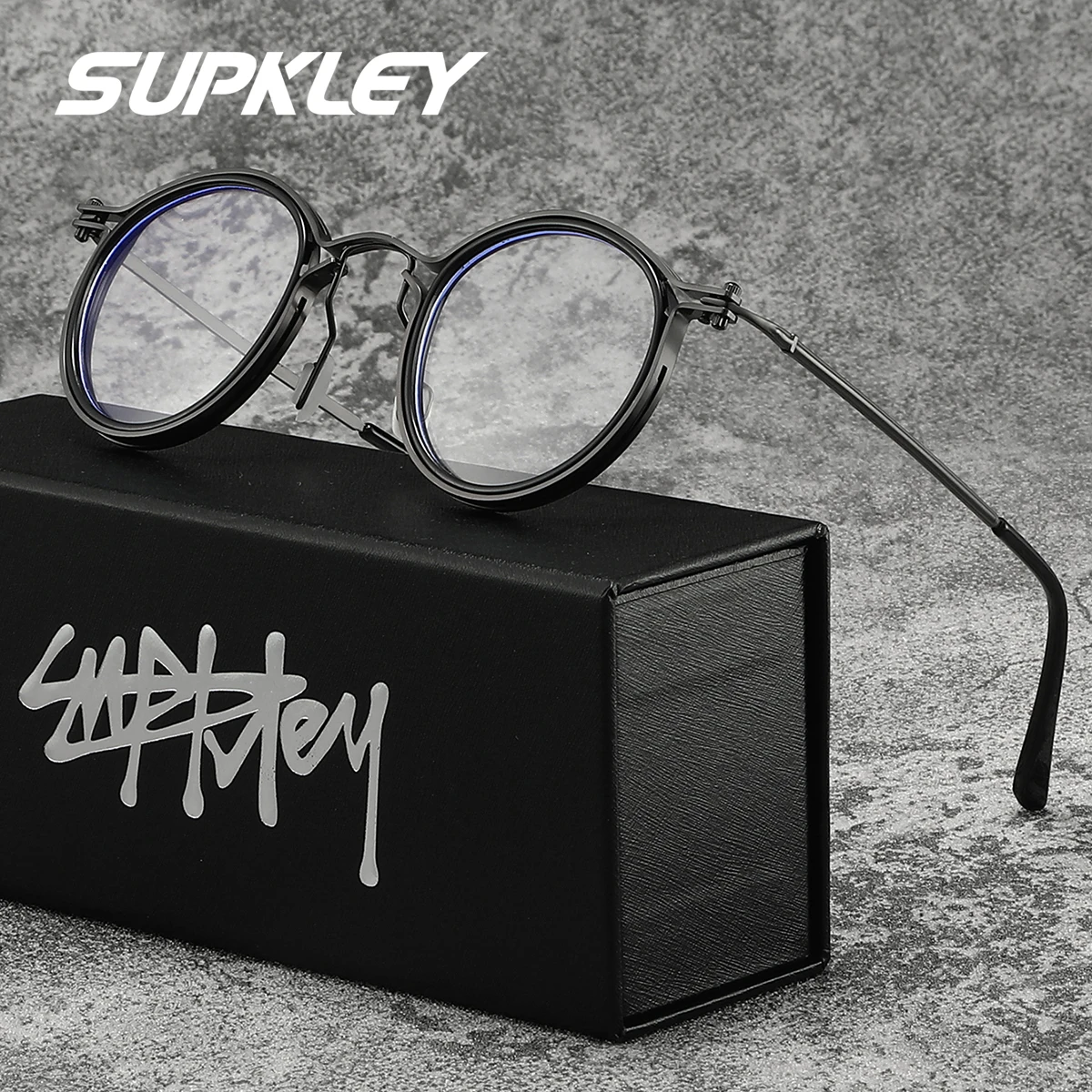 SUPKLEY Texture Stainless Steel Anti Blue Light Glasses With Oval Frames, Perfect For Daily Fashion Decoration And Gift Giving