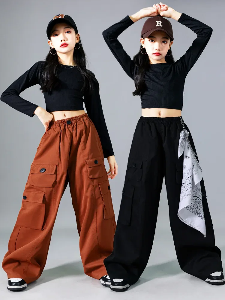 Jazz-Tanzkostüm für Mädchen, Hip-Hop-Streetdance-Outfit, langärmeliges Hosen-Set für Übungen, Bühnenauftritte und KPOP-Tanz. – Detail 2