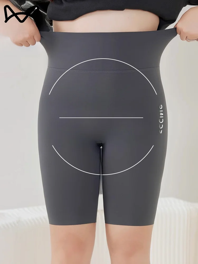 

High-Waist Fitn orts Women's plus Size Cycling Pants Five-Quarter Length Thin arkskin Summer Sports orts