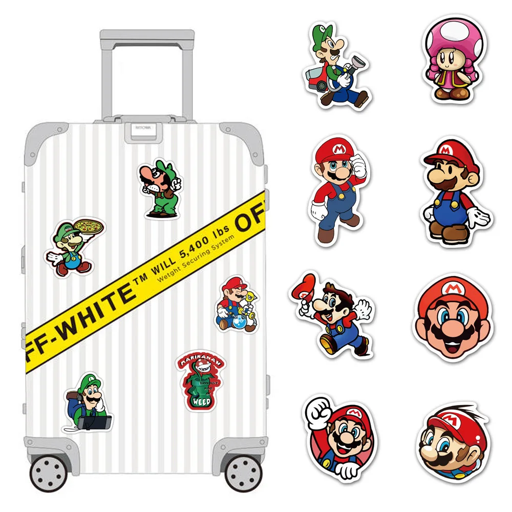 Autocollants du jeu Super Mario pour enfant, étiquettes pour scrapbooking, ordinateur portable, réfrigérateur, téléphone, skateboard, 10/50/100 pièces