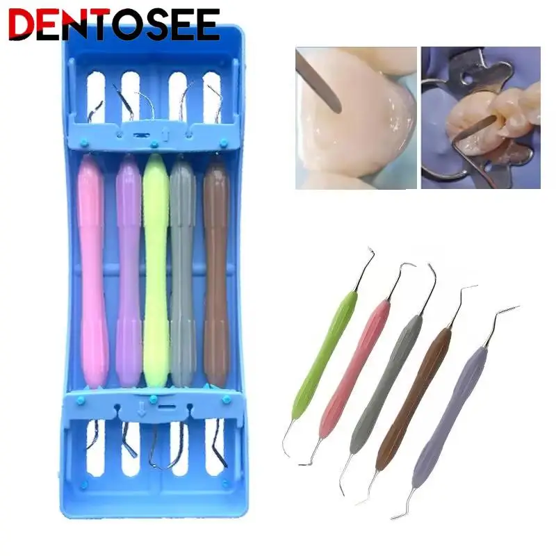 Kit di riempimento in resina composita dentale con manico in silicone, rack di disinfezione e strumenti per il restauro estetico