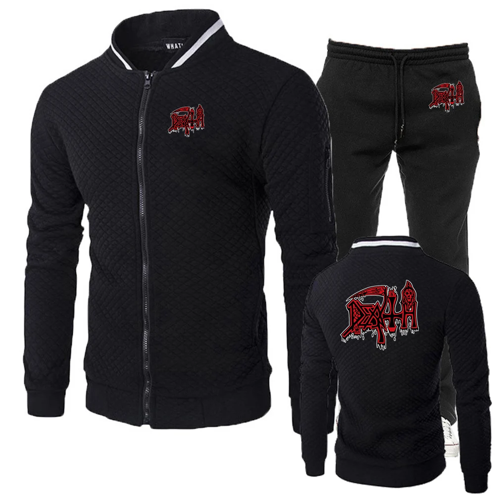 

Heavy Metal Rock Band Death Logo Print 2026 Spring And Autumn Men's Anti-collision Shirt Popular Fashion Hoodies Pants Suits