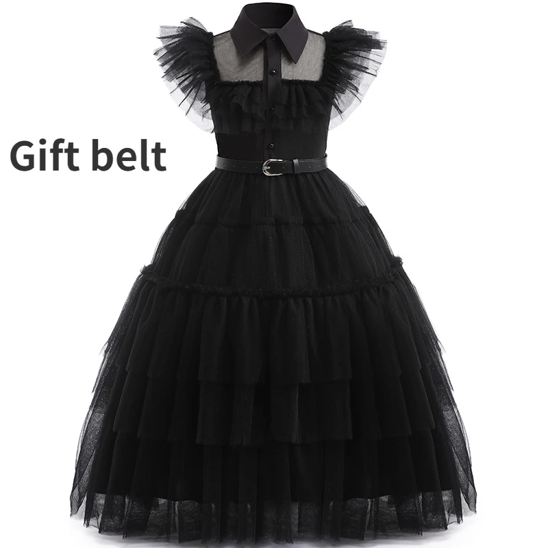 Wednesday Addams Cosplay for Girl Costume Kids Party Dresses Wig Carnival Easter Halloween Christma Party Costumes 3-14 Years