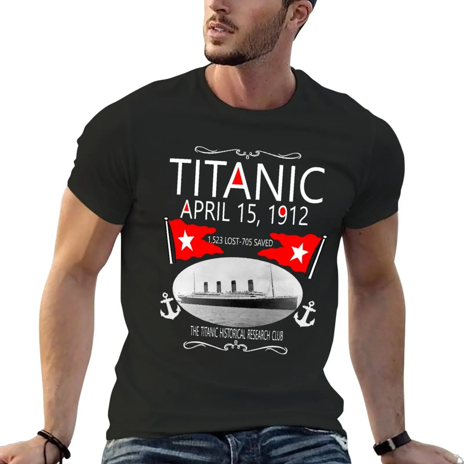 Titanic Vintage Poster Cruise Sinking Ship Atlantic Ocean Voyage T-Shirt tops mens graphic t-shirts anime