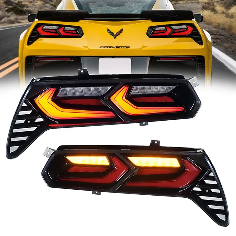 

Автомобильные задние фонари для Chevrolet Corvette C7 светодиодный, задние фонари Chevy 2014-2019, тормозные задние фонари в сборе