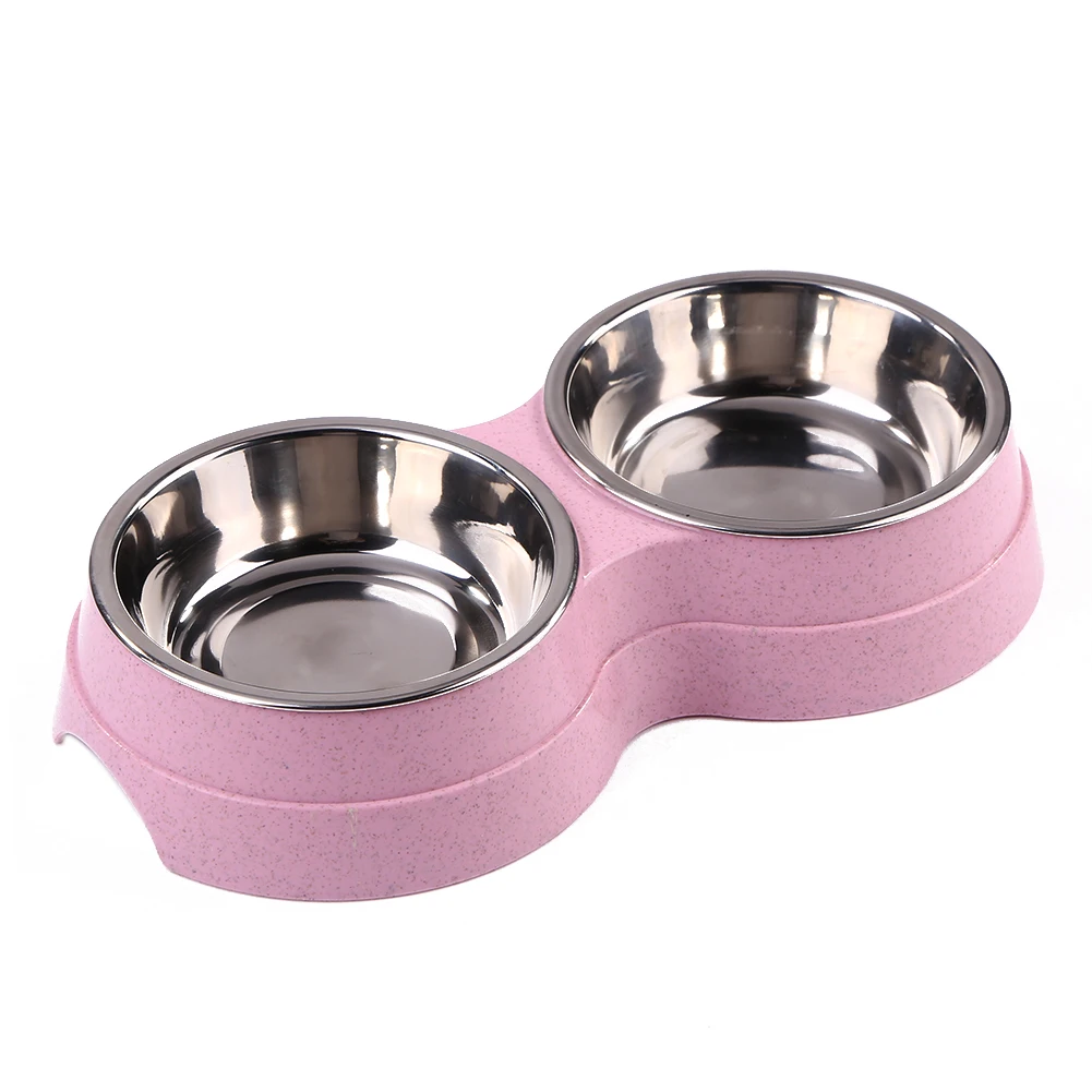 Double Pet Bowls Dog Food Water Feeder Stainless Steel Pet Food Water Bowls Feeder Cat Puppy Feeding Supplies Dog Accessories