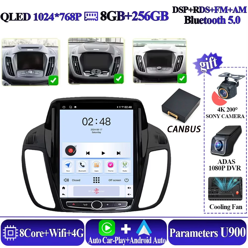 Android 16 autoradio voor Ford Kuga 2 Escape 3 2012-2019 Android 13 autoradio draadloze CarPlay 2 Din GPS navigatie Bluetooth