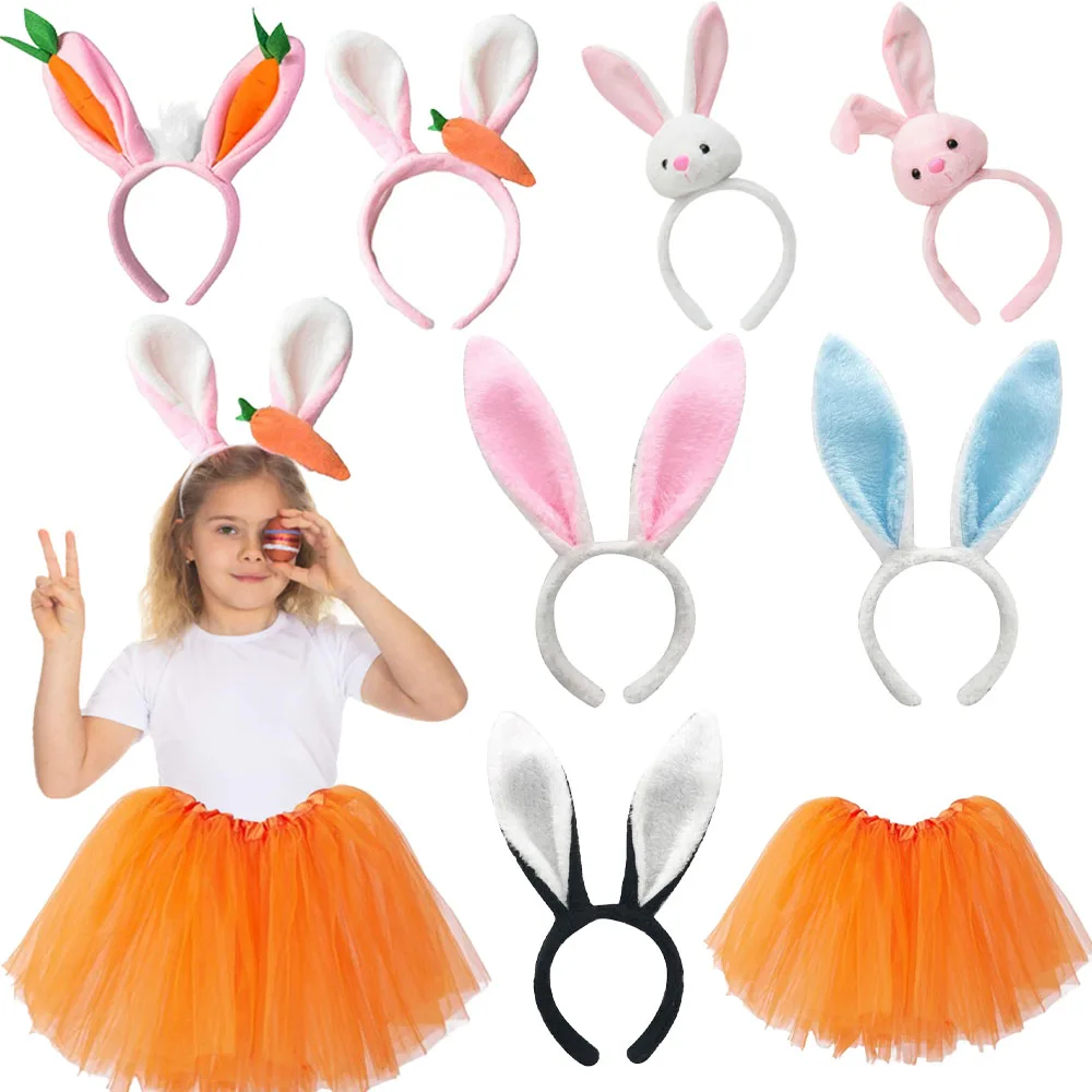 Easter Bunny Ear Headband  Plush Fur Cute Rabbit Ear Headband Stage Performance Headwear Easter Party Cosplay Costume Hairband