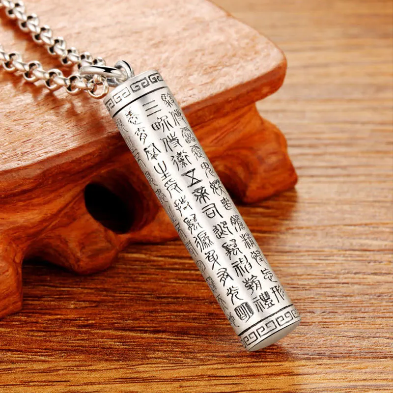 Heart Sutra Pendant Hollow Can Be Opened To Hold Things Necklace Gawu Box Men's and Women's Jewelry