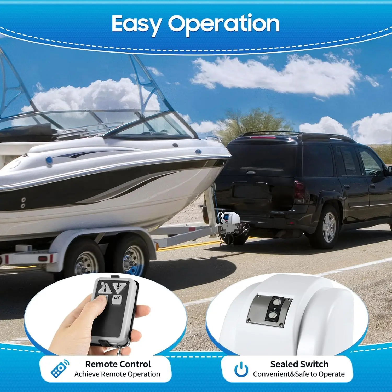 

45LBS 12V Boat Anchor Wench, Saltwater Boat Anchor Windlass Kit Heavy Duty Towing Winches w/ Wireless Remote Control