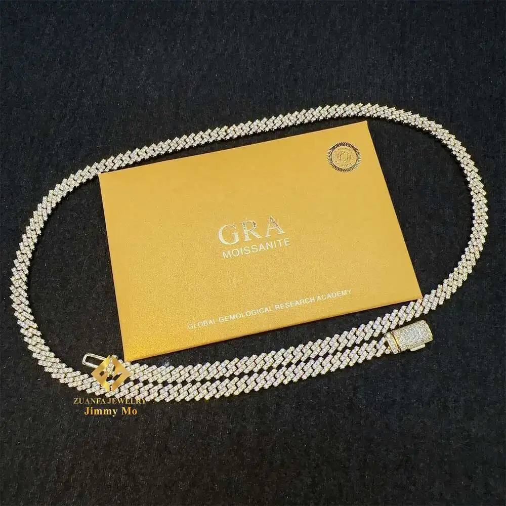 Luxury 5mm Width One Row Iced Out Man Jewelry Gra Certificates Pass Diamond Tester Vvs1 Moissanite Cuban Link Chain Necklace.