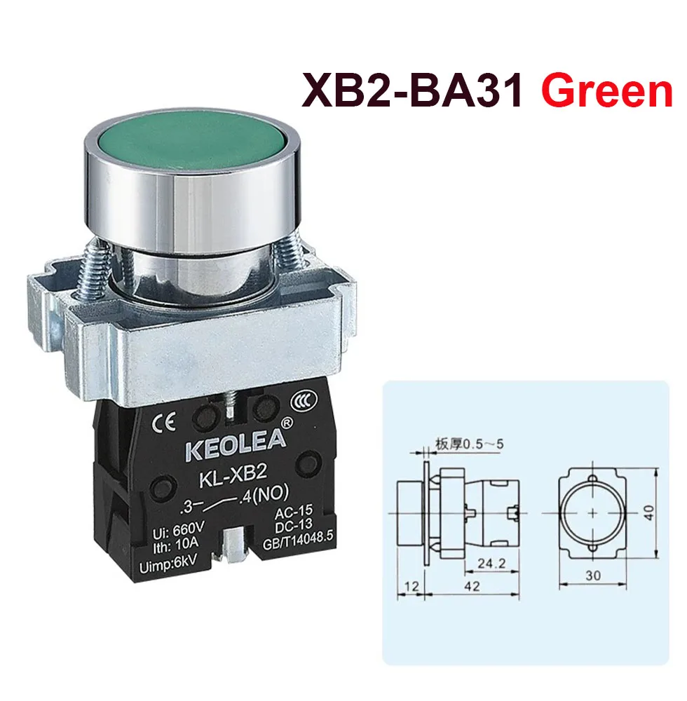 1Pcs Button Switch Self Reset Small Mushroom Head Emergency Stop 22mm Knob Key Start Inching Power on XB2-BG21 XB2-BA21 XB2-BS54