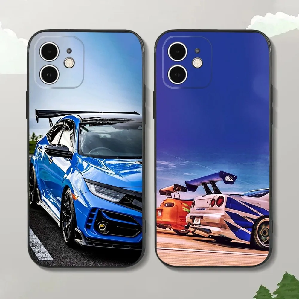 Sport Car T-Type R C-Civic Phone Case For iPhone15,14,13,12 Mini 11 Pro XR,X,XS,MAX 7,8 Plus Silicone Cover Soft Black