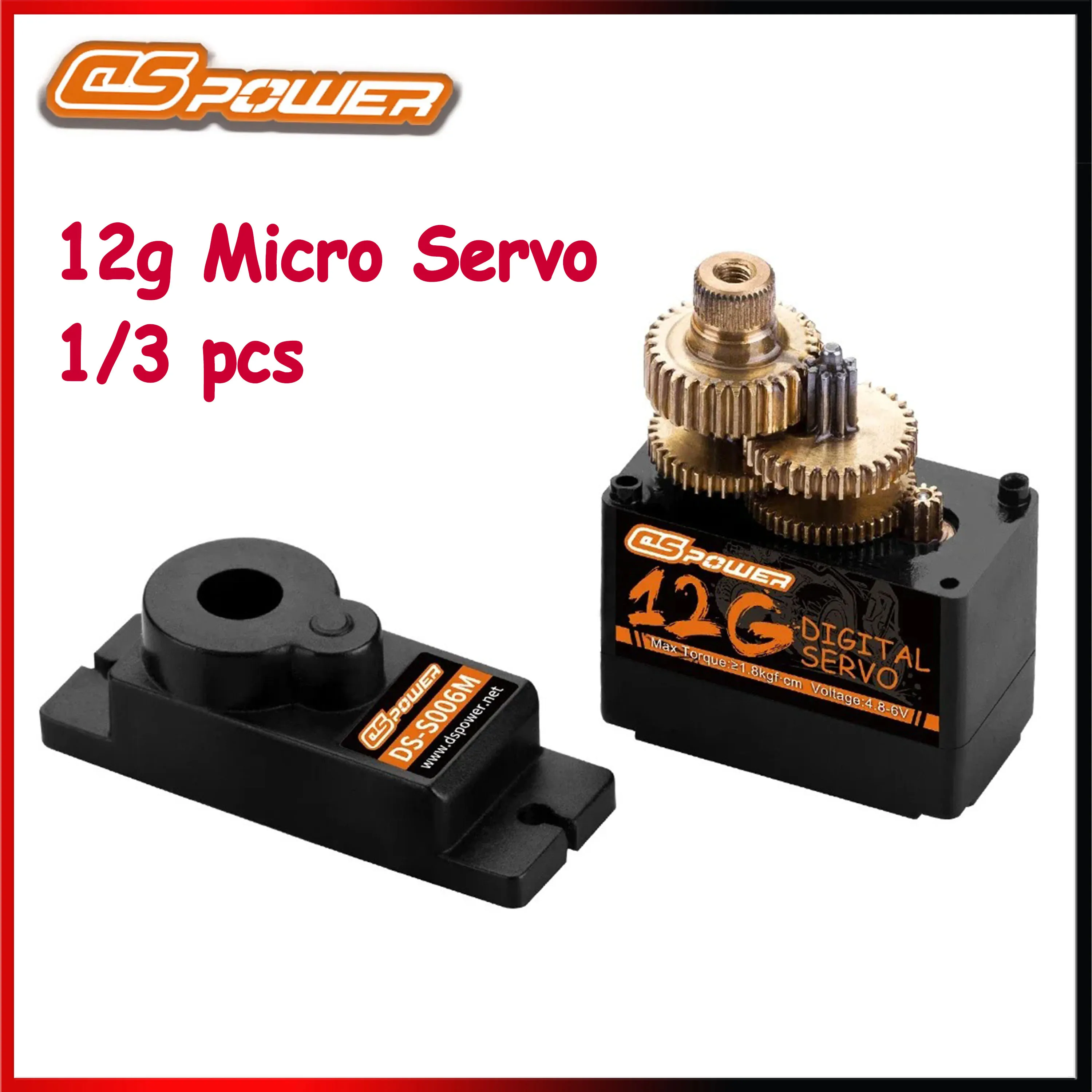 DSPOWER 12G Digital Servo Metal Gear for 1/24 RC Plane Fixed-wing Helicopter Car Crawler Boat Model Toy Part SCX24 WLtoys Axial