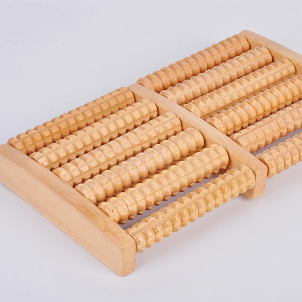 6-Row الخشب الأسطوانة مدلك قدم خشبية طبيعية القدم الأسطوانة لنقطة الزناد الوخز بالإبر العضلات الاسترخاء والدورة الدموية