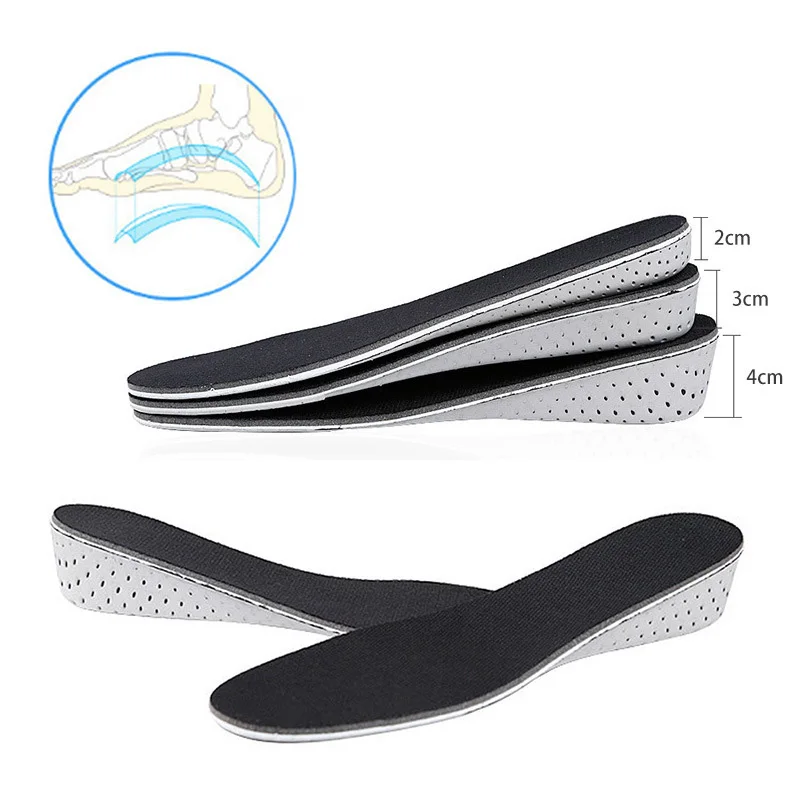 

1Pair Height Increase Insoles EVA Memory Foam Shock Absorbing Shoe Pads 2.3/3.3/4.3cm Growing Shoe Sole Breathable Shoes Insole