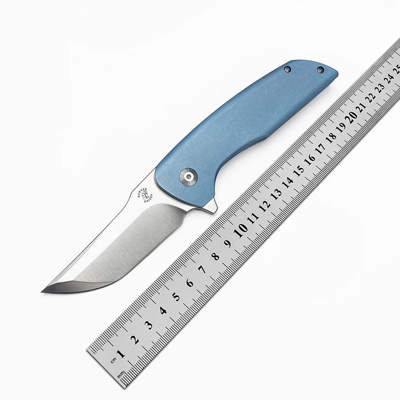 Fashion Folding Knife Hokkaido Custom Blue Titanium Handle Sharp M390 Blade Outdoor Equipment Tactical Survival Tools Pocket EDC