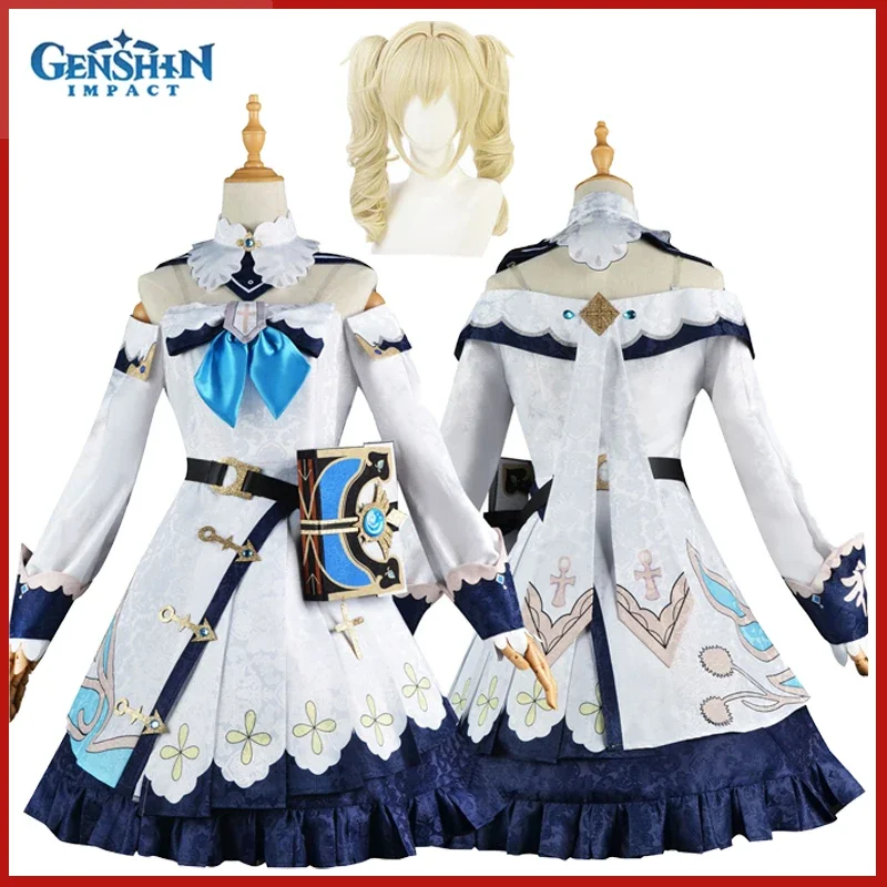 2025 NewGame Genshin Impact Barbara disfraz Cosplay niñas vestidos de princesa Lolita ropa de sirvienta traje con peluca uniforme de Anime Hallowe AA