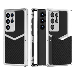 Genuine Real Carbon Fiber Aramid Metal Case for Samsung Galaxy S23 S24 Ultra Glass Film Camera Lens Protective Full Cover