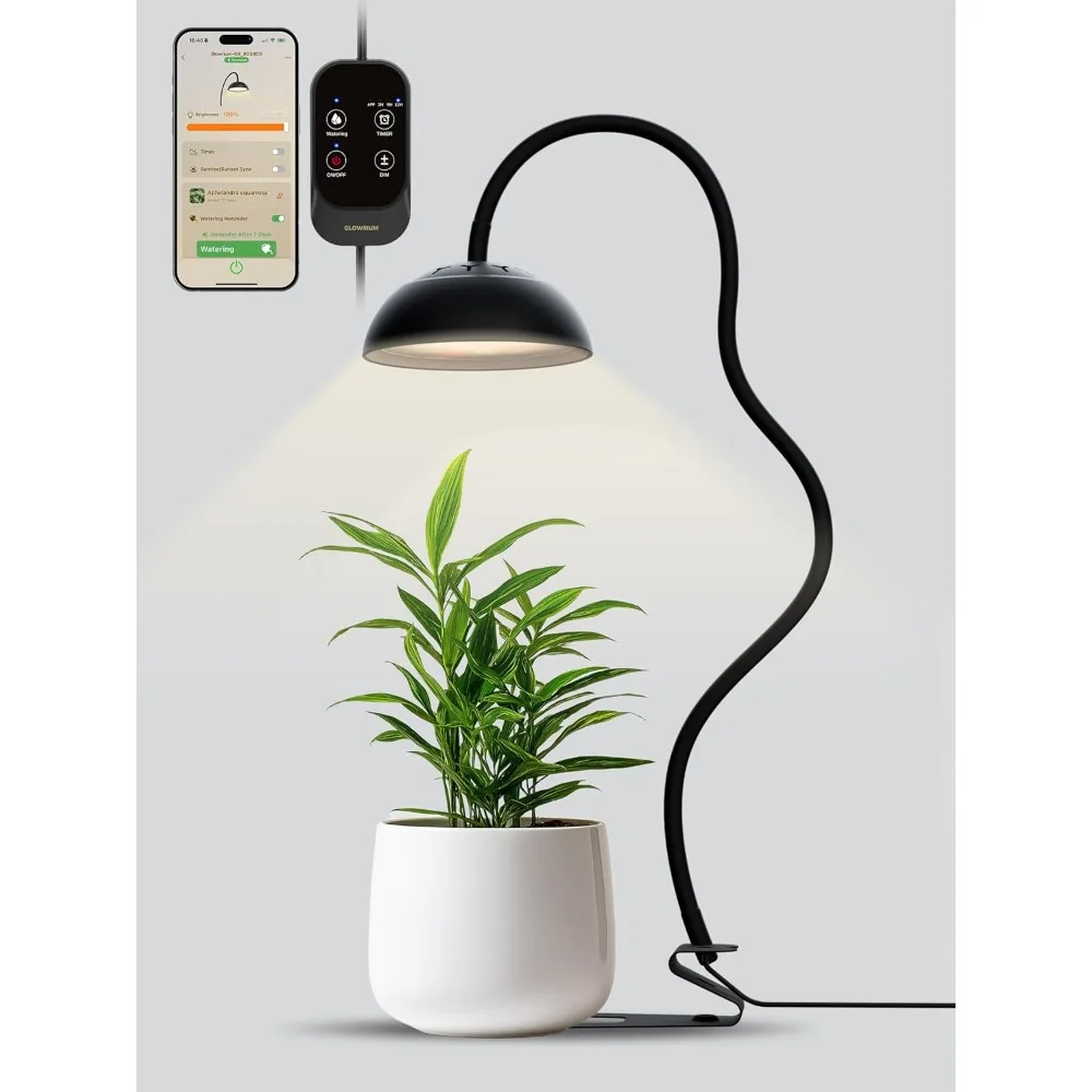 

Светодиодная лампа для растений 10W с полным спектром, управление через Bluetooth-приложение, 360° ° Гибкая подставка, автоматический таймер на 3/9/12 часов, 10 уровней яркости для небольших комнатных растений.