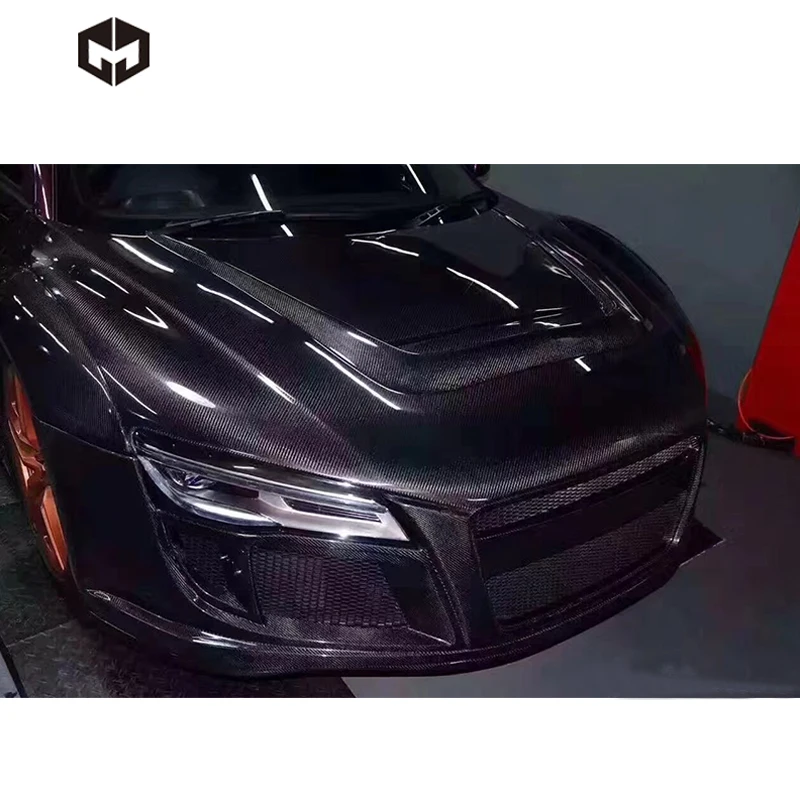 carbon fiber Bonnet hood fiberglass  Bumpers Spoilers Wheel arch Side skirts Diffuser Wing PPI style Body kit for AUDI R8