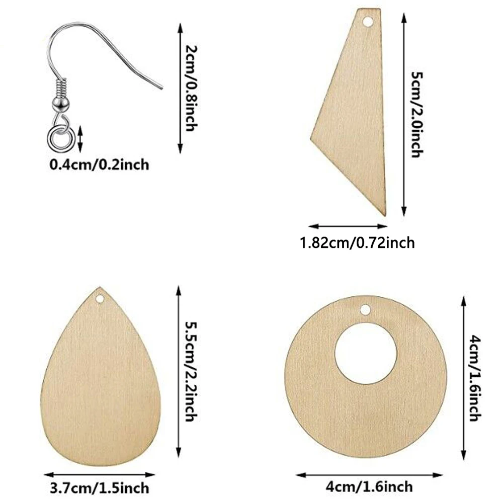 

60 Pcs DIY Earrings Blanks Smooth Light Compact Jewelry Making Accessories Wooden Diy Crafts Strong Durable Craft Kits