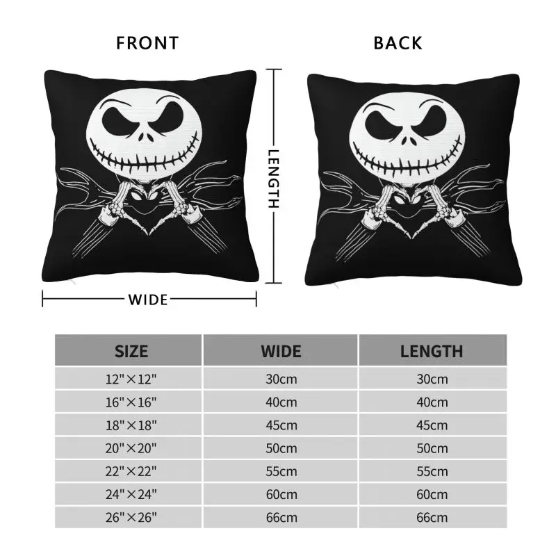 Custom Modern The Nightmare Before Christmas Cushion Cover Velvet Jack Skellington Heart Throw Pillow Case