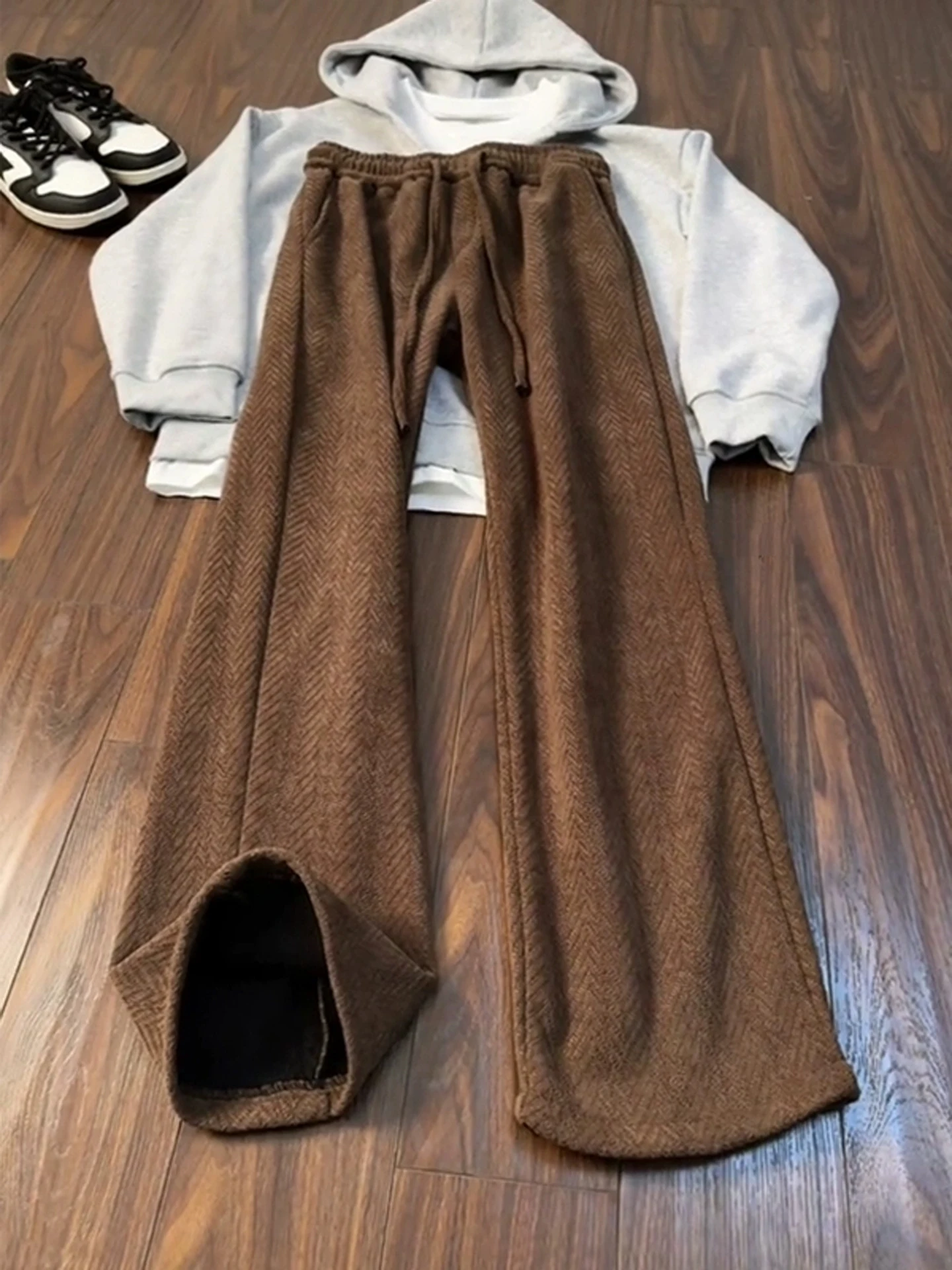 

Мужские зимние утепленные брюки на флисовой подкладке, прямые, свободного кроя, в клетку, удобные, вязаные, для всех возрастов