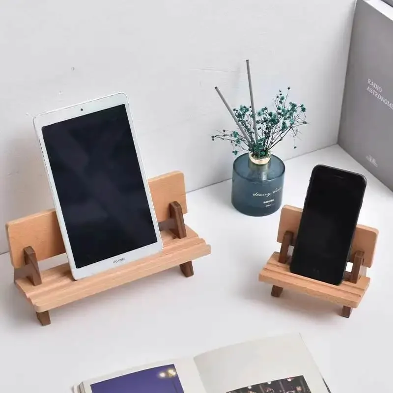 Creative Mobile Phone Tablet Wooden Stand Cute Chair Desktop Support Frame Can Adjust Ipad Lazy Mobile Phone Storage Rack