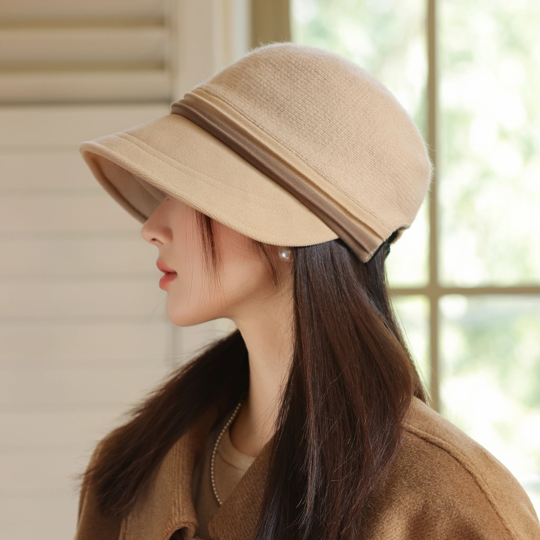 HT5016 Eimer Hut Hohe Qualität Herbst Winter Wolle Hüte für Frauen Damen Packbare Breite Krempe Hut Weibliche Elegante Angeln Eimer Kappe – Detail 6