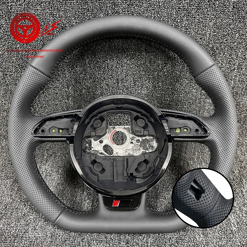 Hochwertiges Leder-Lenkrad mit schwarzer Linie für Audi A3 A5 A4 A4L RS3 RS4 RS5 S4 S5 B8 B8.5 Autolenkrad