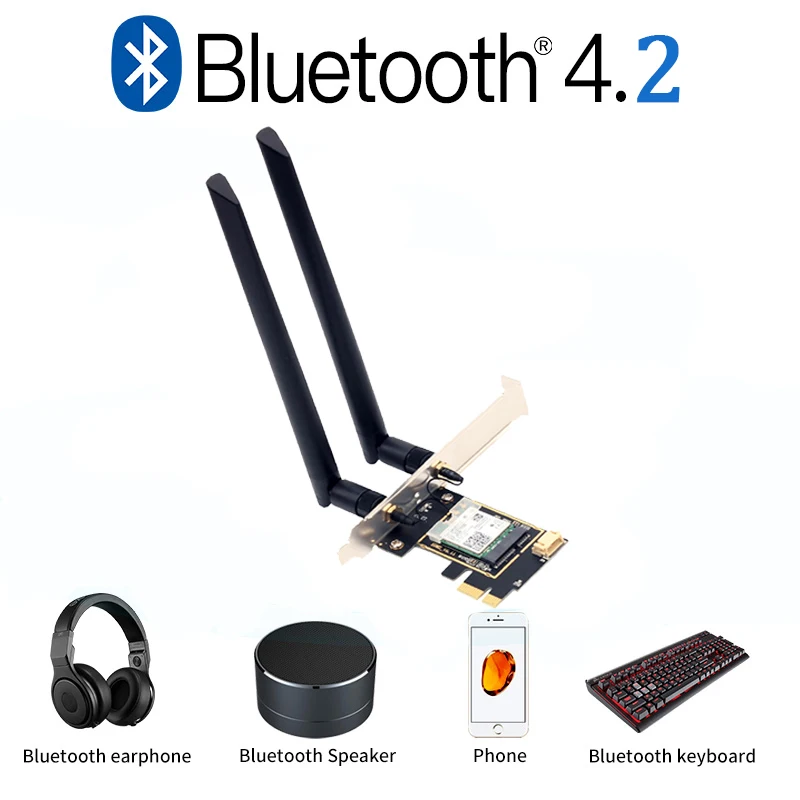 데스크탑 PC용 AC1200 Bluetooth 4.2 PCi Express Wifi 어댑터