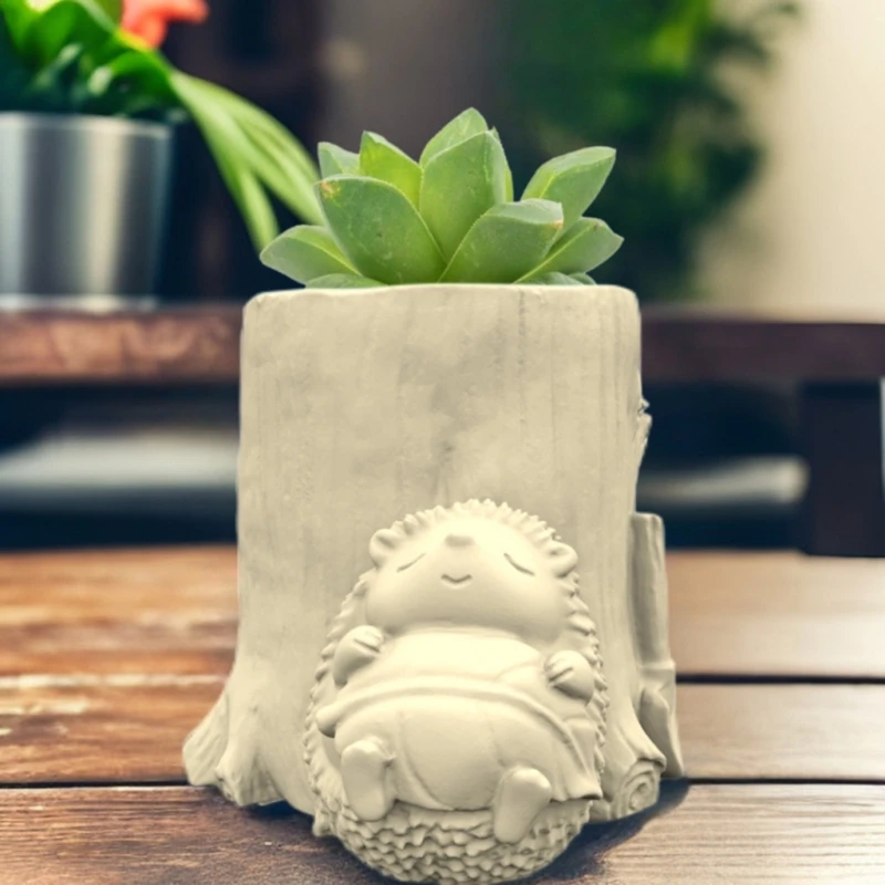 

Hedgehog Tree Concrete Silicone Pot Mold Succulent Flowerpot Clay Cement Plaster Molds DIY Home Garden Flower Pots Mould 57BD