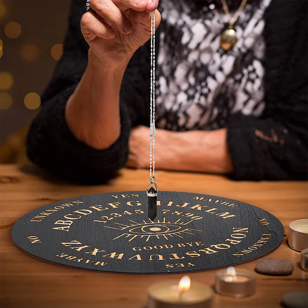 15cm Wooden Crystal Grid Board Eye Meditation Healing Jewelry Display Stand Star Pendulum Divination Sacred Energy Plate Tray