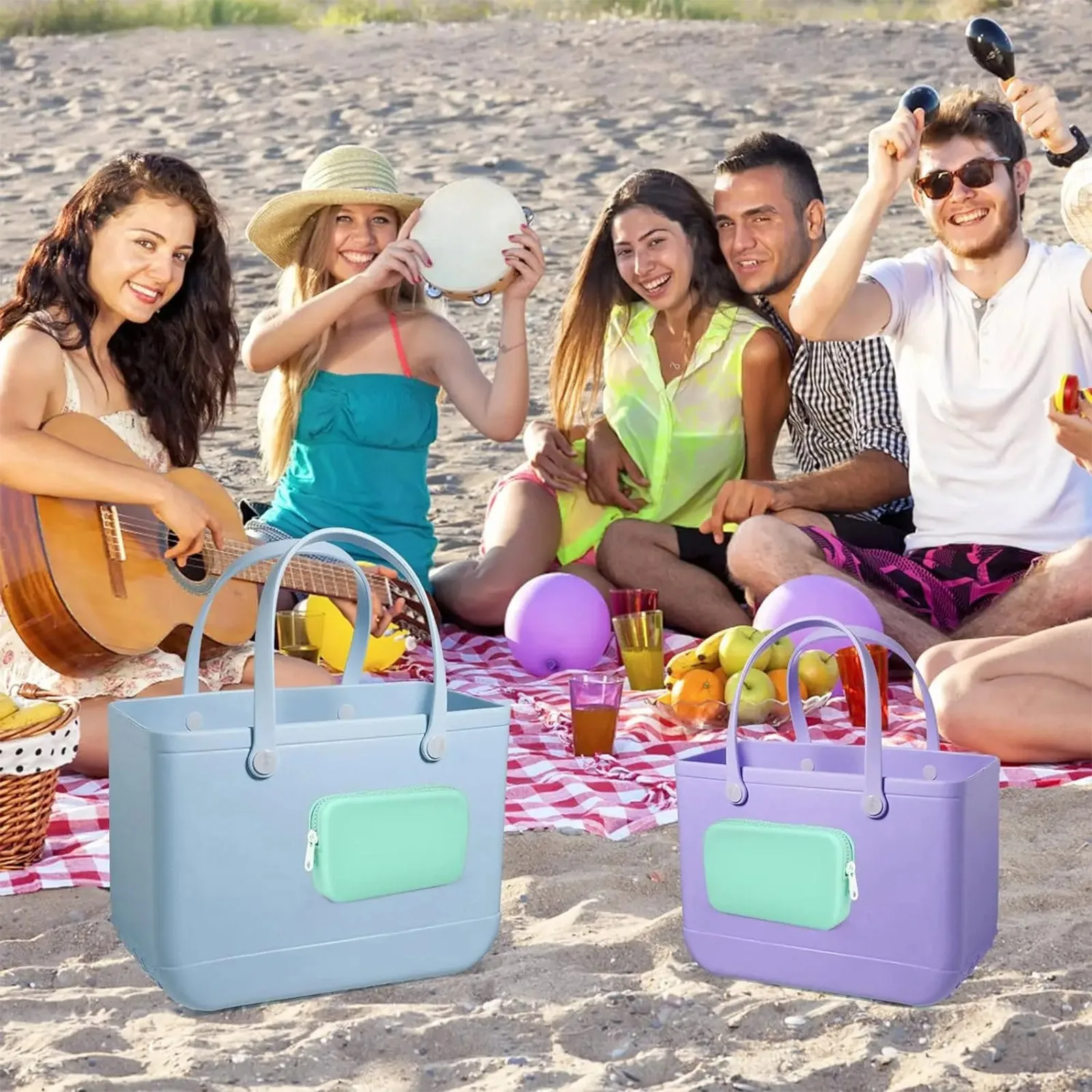 Borsa con foro per supporto per telefono borsa morbida Sili Organizer per cellulare in Silicone, accessori per borsa con foro da spiaggia borsa per