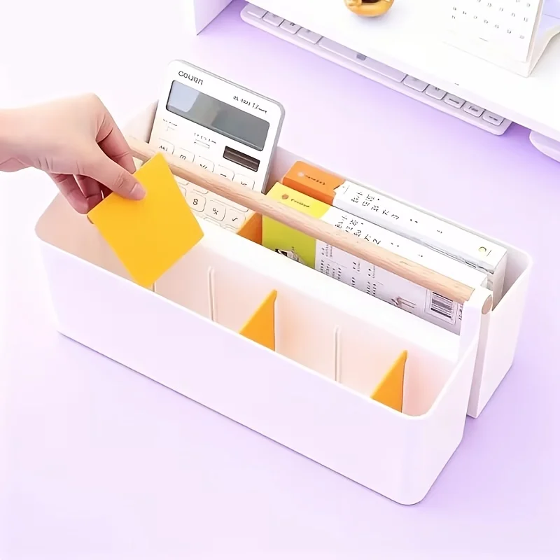 Paintbrush Storage Box with Handle & Adjustable Compartments, Suitable for Coloured Pencil and Marker Multi-Functional Organiser