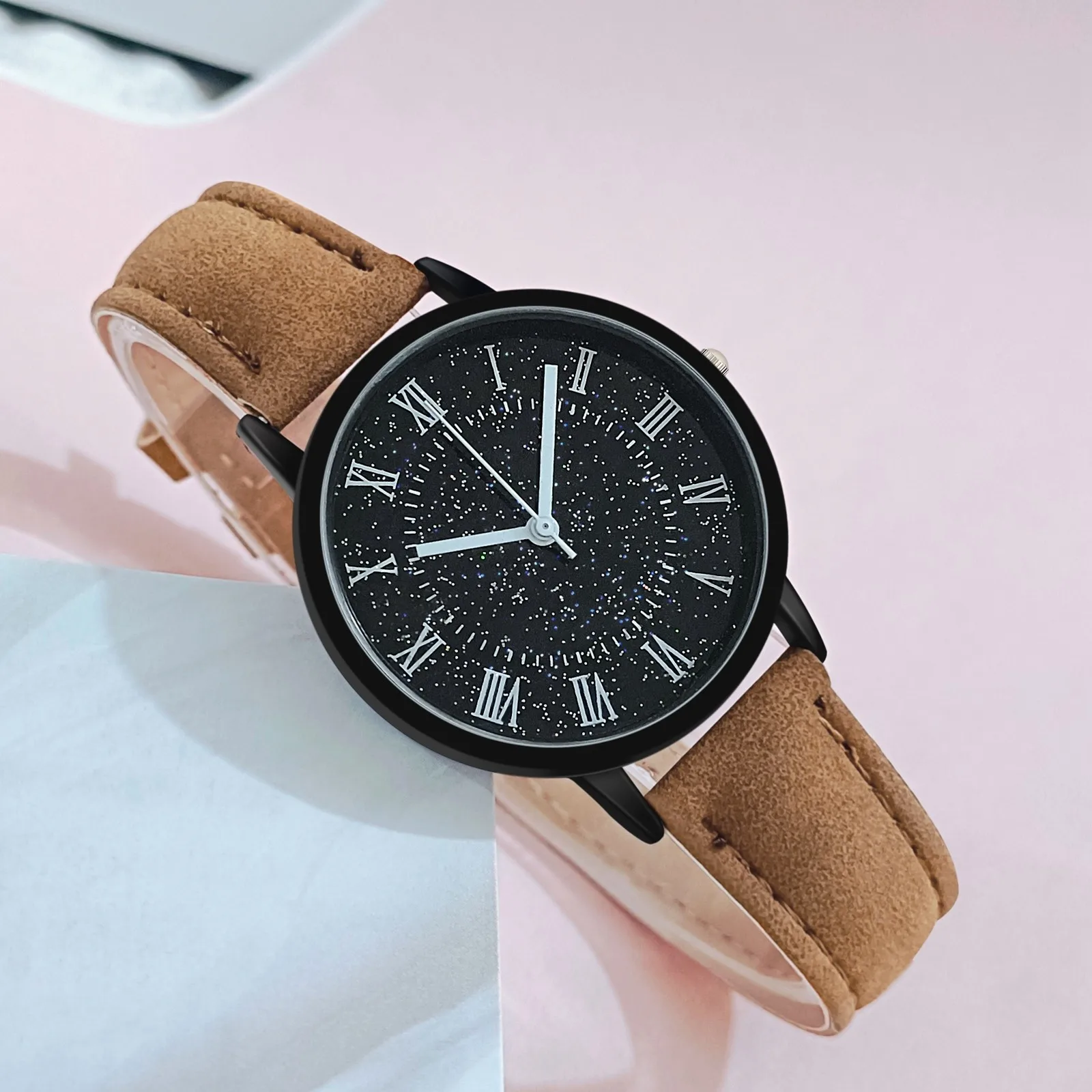 2025 novo relógio feminino moda estrela dial relógios relógio de couro simples senhoras relógio de quartzo vestido relógios de pulso montre femme