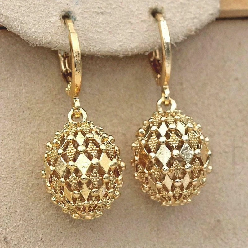 Hollow Out Ball Shape Drop Earrings Elegant Copper Drop Earrings Sweet Ear Jewelry Decoration Ear Buckle