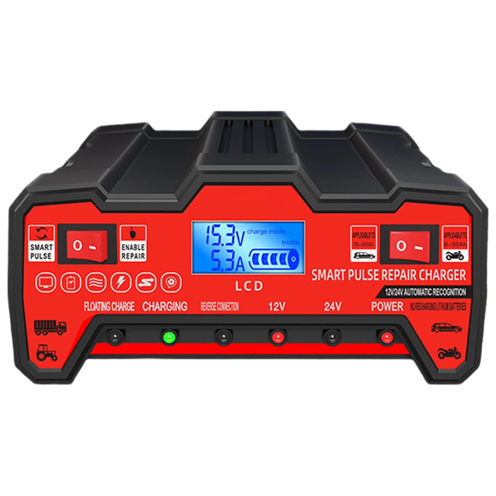 

Car Battery Charger LCD Display Auto Battery Charger Marine Battery Charger Heat-Resistant Boat Battery Charger Truck Battery