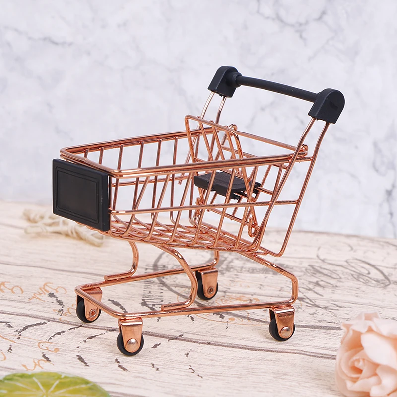 Mini Shopping Carts Toy Cart Simulation Miniature Shopping Cart Storage Pretend Play Toys Handcart Toy Baby Trolley for Kids
