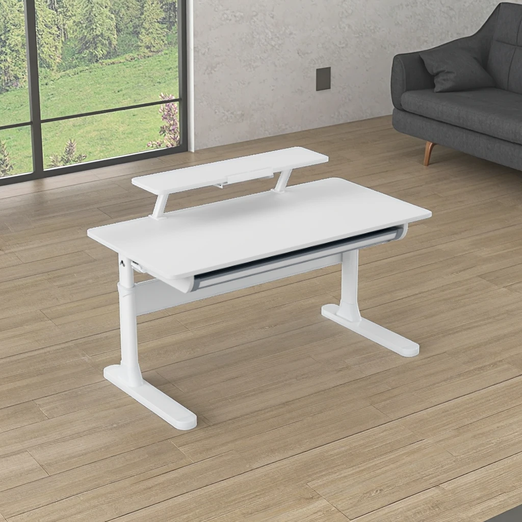Ergonomic Height-Adjustable Home Office Desk Durable Metal with Built-In Bookshelf and Convertible Storage Drawers