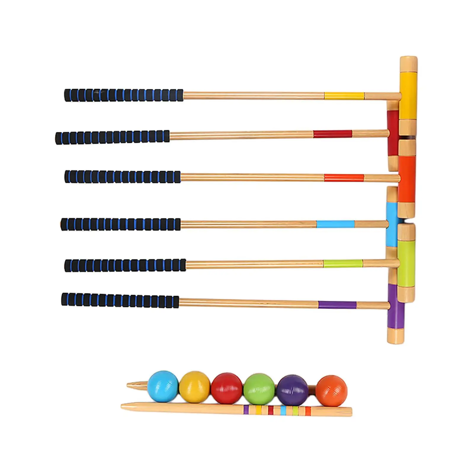 6x Diameter 7.5cm Sturdy with 6 Player Mallets Sport Outdoor Croquet Set for Park Backyard Outdoor Toys Lawn Outdoor Games Sport