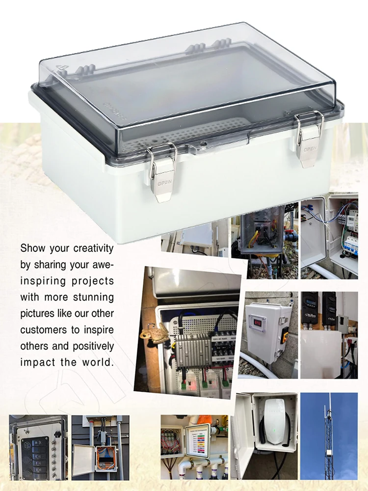 IP67 Waterproof Gray/Transparent ABS Plastic Enclosure Box for Outdoor Electronic Instruments Hinge Case Transparent Cover Junct