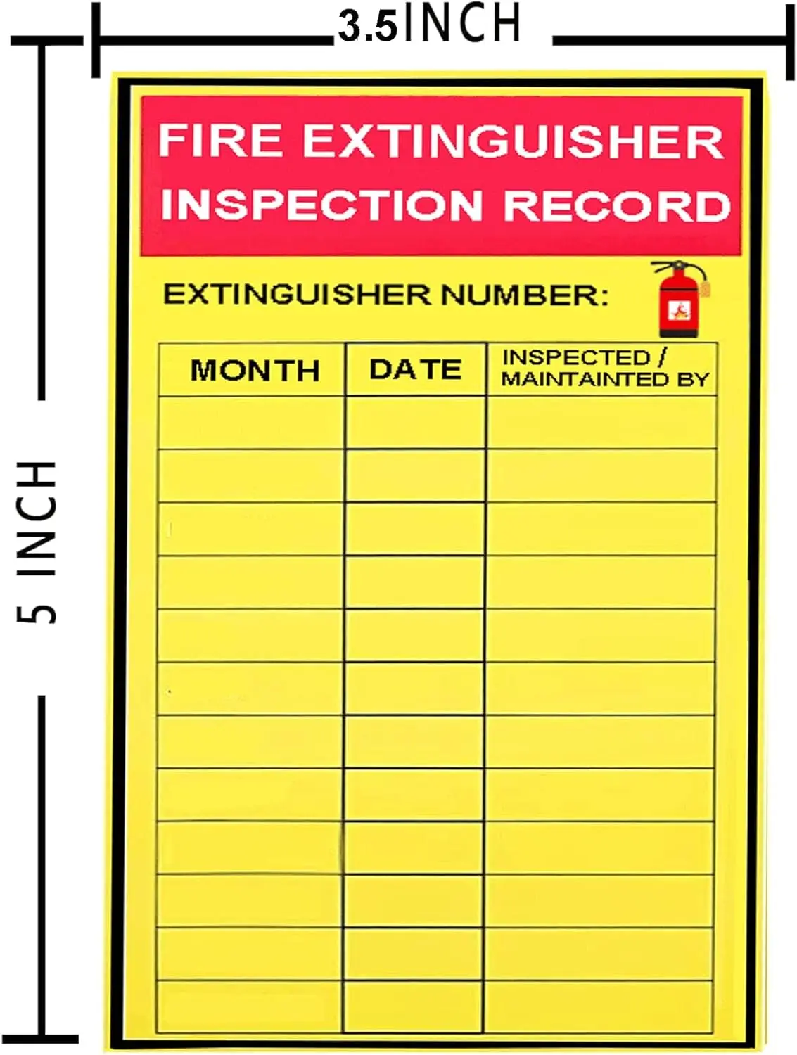 Monthly  Extinguisher Inspection Tags Stickers Safety Stickers 3x5 Inch Year Maintenance Extinguisher Recharge