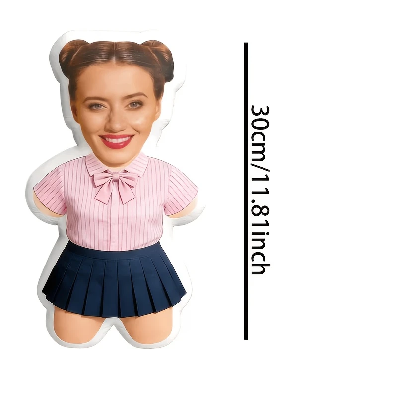 A Custom Portrait Mini Pleated Skirt Pillow, Perfect for Adding a Cute Touch to Your Bedroom Decor. an Ideal Gift for Family, Fr