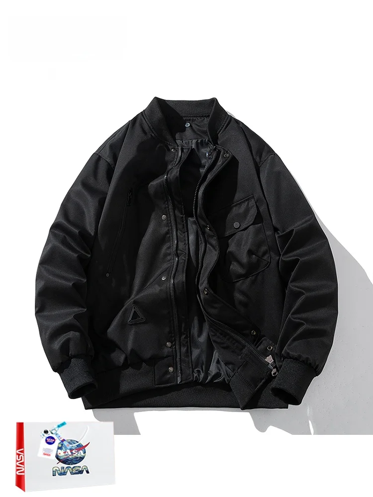 

Утепленная мужская бейсбольная куртка-бомбер для осени и зимы, рабочая одежда, пилотская куртка в американском стиле, молодежная модная верхняя одежда с длинными рукавами на молнии